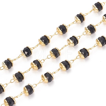 3.28 Feet Handmade Glass Beaded Chains X-KK-I647-13L-1