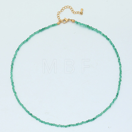 Natural Green Aventurine Faceted Round Beaded Necklaces GJ4349-7-1