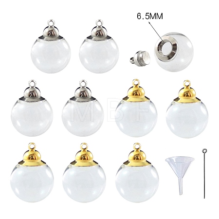 10Pcs Glass Round Bottle Pendants PW-WG26114-01-1