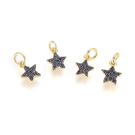 Brass Micro Pave Cubic Zirconia Charms X-ZIRC-G150-15A-1