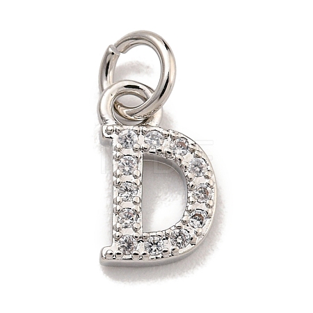 Initial Letter Brass with Cubic Zirconia Charms KK-Q814-26D-P-1