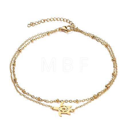 Ion Plating(IP) 304 Stainless Steel Multi-strand Anklets AJEW-AN00332-01-1