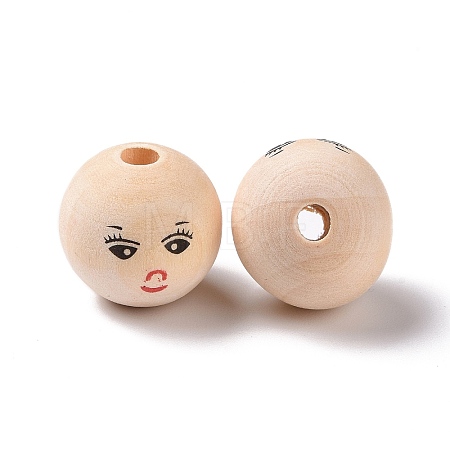 Printed Wood European Beads WOOD-C001-03A-03-1