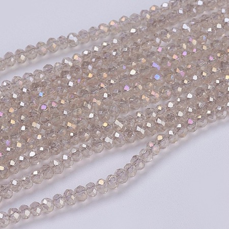 Electroplate Glass Beads Strands GLAA-F076-FR09-1