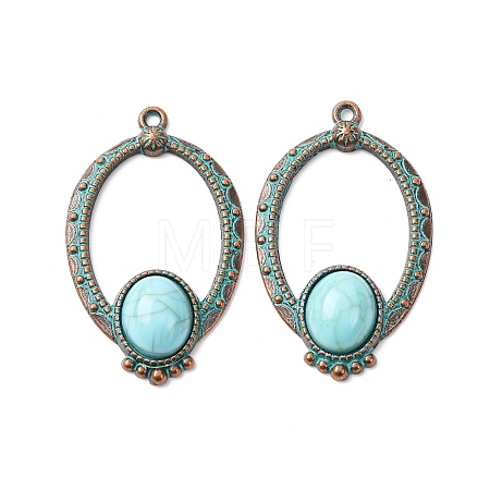 Alloy with Synthetic Turquoise Pendants FIND-B055-01C-1
