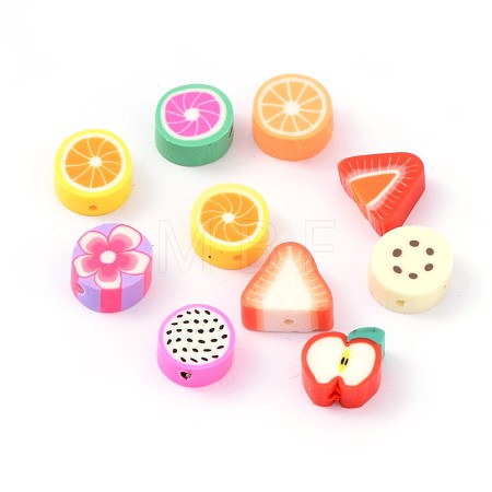Mixed Fruit Theme Handmade Polymer Clay Beads X-CLAY-Q170-M-1