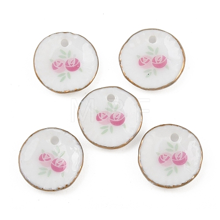 Rose Flower Printed Porcelain Pendants PR-CBAF5A8-01-1