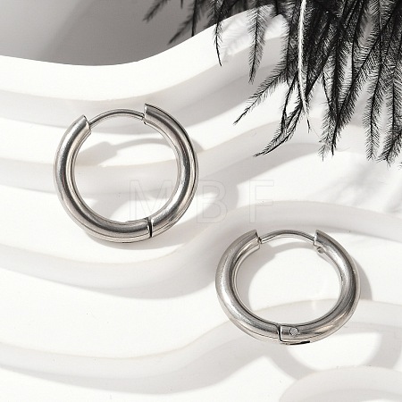 202 Stainless Steel Huggie Hoop Earrings EJEW-F111A-16mm-P-1