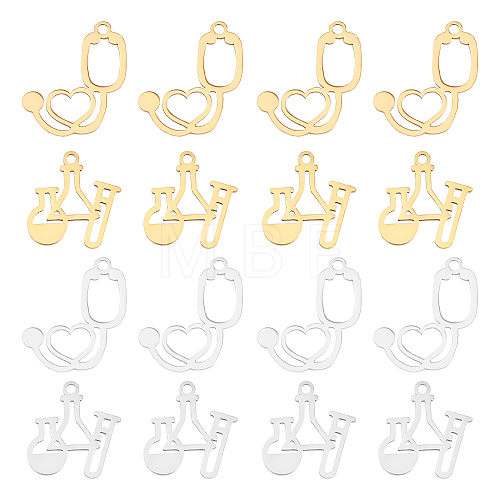 DICOSMETIC 16Pcs 4 Style 201 Stainless Steel Charms STAS-DC0006-17-1