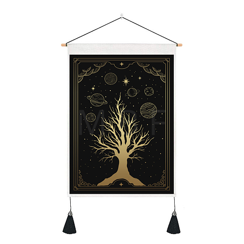 Bohemian Style Polyester Wall Hanging Tapestry TREE-PW0001-94B-1