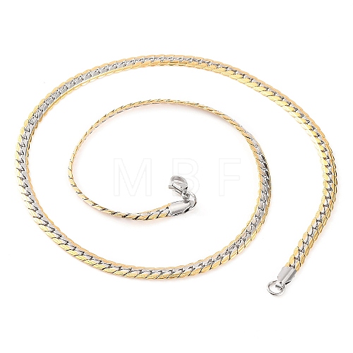 304 Stainless Steel Twist Chain Necklaces for Women NJEW-G140-08B-GP-1