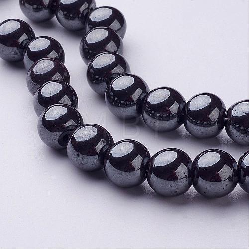 Non-Magnetic Synthetic Hematite Round Beads Strands X-G-H1624-10mm-1-1