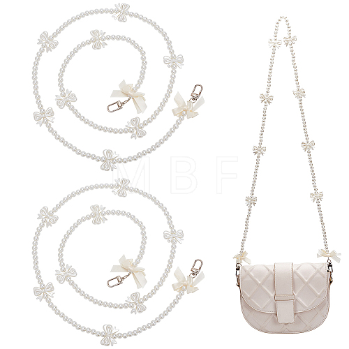 WADORN 2Pcs ABS Plastic Imitation Pearl Beaded Bag Handles FIND-WR0006-62-1