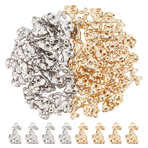 80Pcs 2 Colors Easter 304 Stainless Steel Pendants STAS-DC0012-49-1