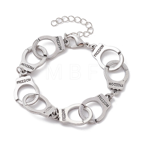 Alloy Handcuff with Freedom Link Chain Necklaces for Men Women BJEW-JB10128-01-1