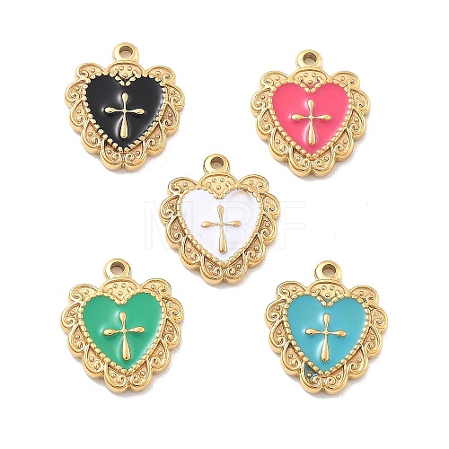 304 Stainless Steel Enamel Pendants STAS-M092-12G-1