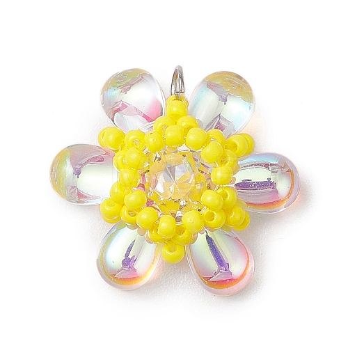 Beaded Flower Charms PALLOY-MZ00438-01-1