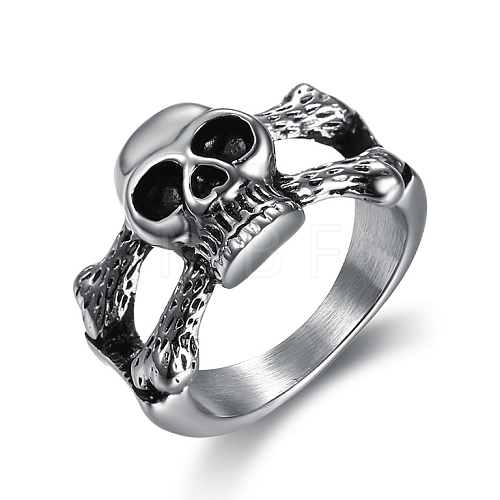 Titanium Steel Skull Finger Ring PW-WG20883-08-1