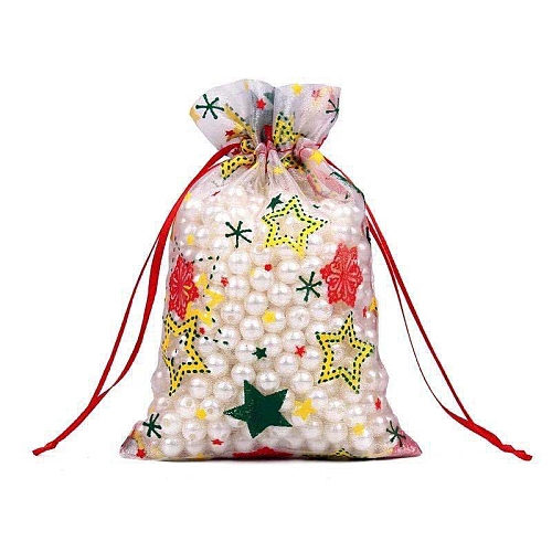 Organza Printed Gift Bags with Drawstring PW-WG00D7C-02-1