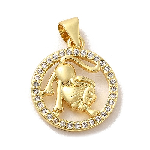 Zodiac Theme Brass Micro Pave Cubic Zirconia Pendants KK-M273-05D-G-1