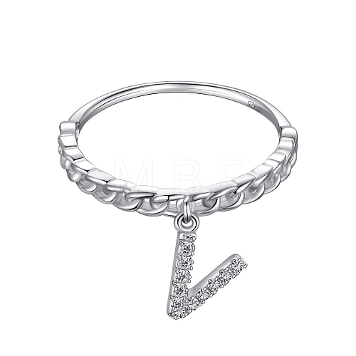 Rhodium Plated 925 Sterling Silver Micro Pave Clear Cubic Zirconia Finger Ring for Women RJEW-F150-16B-17P-1