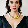 Alloy Enamel Bird Hinged Open Cuff Choker Necklaces WG849AB-02-2