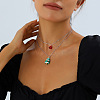 Christmas Iron & Alloy & Resin Bell Pendant Double Layer Necklaces FS-WGA1E78-02-1