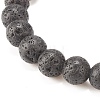 Natural Lava Rock Stretch Bracelet with Alloy Cross BJEW-JB08192-04-5