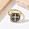 Brass Epoxy Cuff Open Rings for Women RJEW-K264-17G-01-2