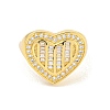 Rack Plating Heart Brass Micro Pave Clear Cubic Zirconia Cuff Finger Rings for Women RJEW-C103-08G-2