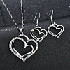 Heart Alloy Crystal Rhinestone Pendant Necklace & Dangle Earring Sets FS-WG8597C-02-1