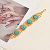 Bohemian Alloy Pave Natural & Dyed Magnesite Beads Link Chain Bracelets KI5721-1