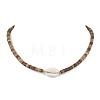 Summer Natural Shell and Coconut Heishi Beaded Necklaces NJEW-JN05177-2