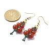 Natural Carnelian & Agate Beaded Christmas Tree Dangle Earrings EJEW-TA00244-3