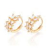 Brass Micro Pave Cubic Zirconia Leaf Hoop Earrings EJEW-T048-41B-G-1