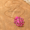 Ocean Beach Zinc Alloy Hot Pink Octopus Pendant Necklaces for Women JW6397-4