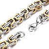 Ion Plating(IP) Two Tone 201 Stainless Steel Byzantine Chain Bracelet for Men Women BJEW-S057-94B-3