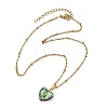Heart Natural Abalone Shell/Paua Shell Pendant 304 Stainless Steel Satellite Chain Necklaces for Women NJEW-JN06368-2