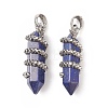 Natural Lapis Lazuli Double Terminal Pointed Pendants G-C051-02F-2