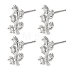 SHEGRACE Leafy Branch Brass Micro Clear Pave Cubic Zirconia Stud Earrings XGRQ4N998-717P-1