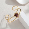 304 Stainless Steel & Oval Acrylic Imitation Gemstone Bead Cuff Bangles for Women BJEW-T027-01C-1