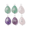 6Pcs 6 Styles Natural Green Aventurine & Rose Quartz & Amethyst Pendants PALLOY-JF02765-1