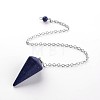 Platinum Tone Brass Natural & Synthetic Mixed Stone Cone Hexagonal Pointed Dowsing Pendulums MAK-M015-01-2