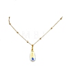 Clear AB Glass Faceted Pendant Brass Round Ball Cable Chain Necklaces for Women NJEW-JN05640-02-2