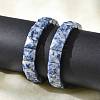 Sqaure Natural Blue Spot Jasper Beads Stretch Bracelets for Women Men BJEW-C097-06K-3