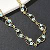 Brass Enamel Evil Eye Link Chain Necklaces NJEW-G183-01G-05-2