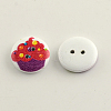 2-Hole Ice-Cream Pattern Printed Wooden Buttons BUTT-R031-026-2