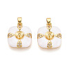 Brass Micro Pave Cubic Zirconia Cup Pearl Peg Bails Pin Pendants KK-T079-07G-1