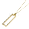 Ion Plating(IP) 304 Stainless Steel Crystal Rhinestone Rectangle Pendant Necklaces for Women NJEW-K276-19G-1