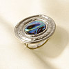 304 Stainless Steel with Oval Natural Shell Cuff Open Rings for Women LF4913-2-1